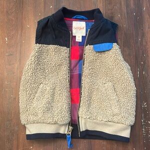 Toddler 18M Target Cat and Jack Sherpa Vest with plaid liner
